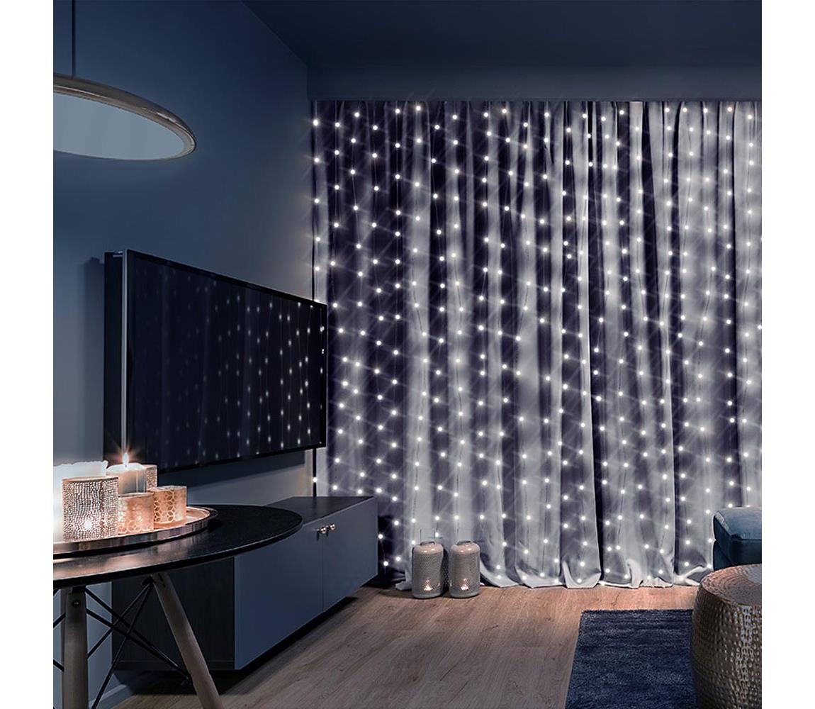 Brilagi - LED Świąteczna kurtyna 300xLED/8 funkcji/3xAA/USB 1,2m zimna biel