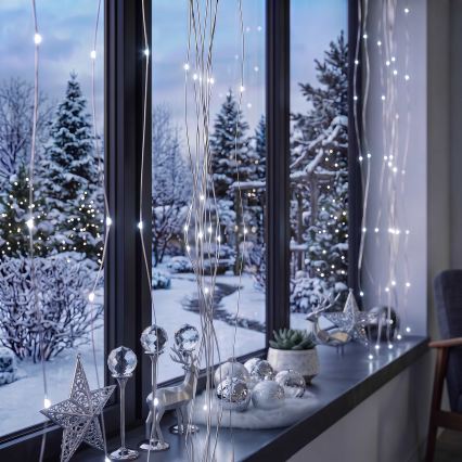 BRILAGI - LED Świąteczna kurtyna 300xLED/8 funkcji/3xAA/USB 1,2m zimna biel