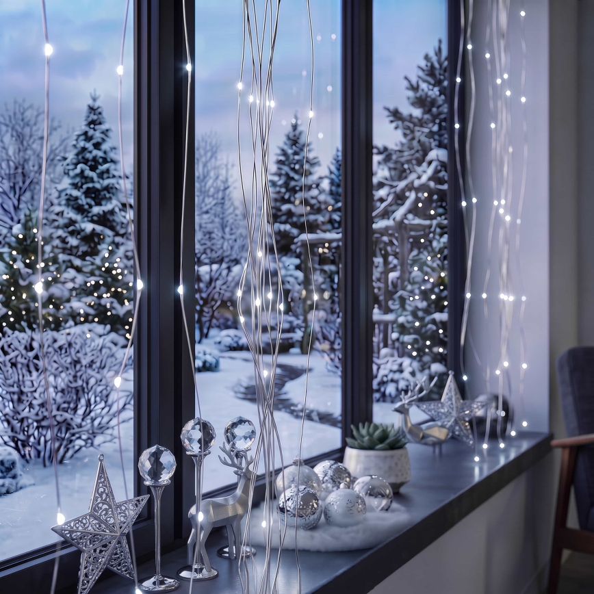 BRILAGI - LED Świąteczna kurtyna 300xLED/8 funkcji/3xAA/USB 1,2m zimna biel
