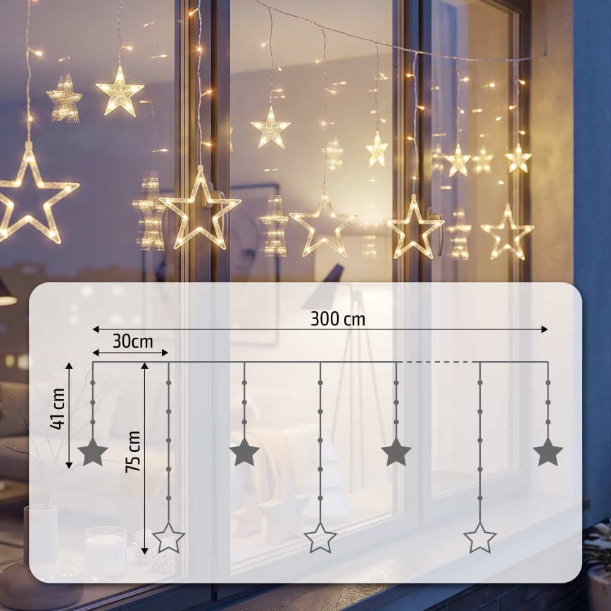 BRILAGI - LED Świąteczna kurtyna zewnętrzna123xLED/3xAA/USB 3m IP44 ciepła biel