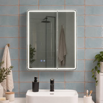 BRILAGI - LED szafka łazienkowa z lustrem i podświetleniem NOTO DOUBLE 60x70 cm