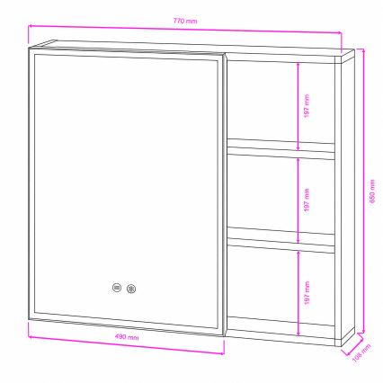 BRILAGI - LED szafka łazienkowa z lustrem i podświetleniem NOTO SINGLE 78x65 cm