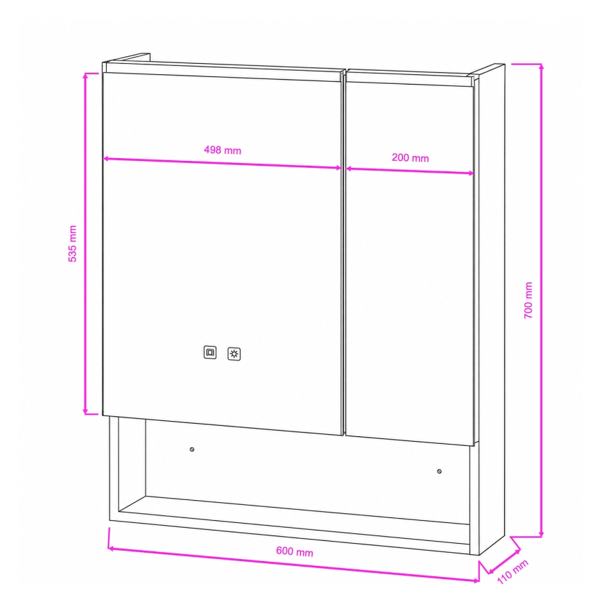BRILAGI - LED szafka łazienkowa z lustrem i podświetleniem TRABIA DOUBLE 60x70 cm