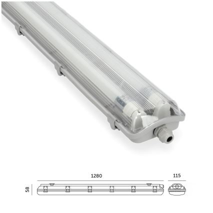 BRILAGI - Oprawa świetlówkowa LED OPTIMA T8, pyłoszczelna, do zastosowań technicznych, 2xG13/18W/230V, 6500K, IP65, 128 cm