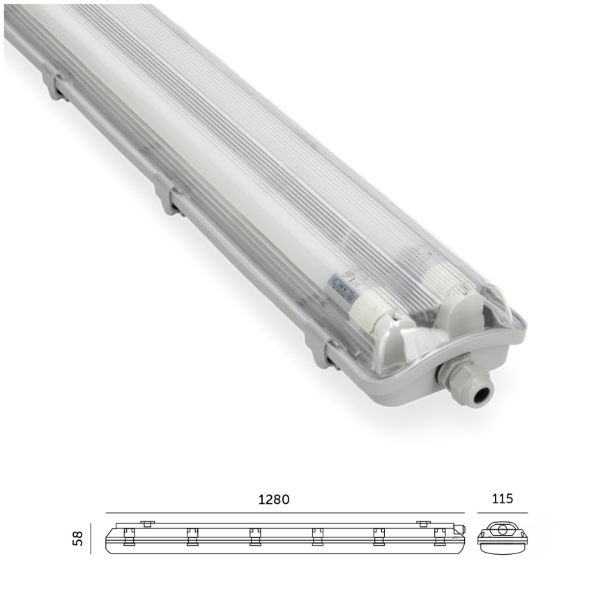 BRILAGI - Oprawa świetlówkowa LED OPTIMA T8, pyłoszczelna, do zastosowań technicznych, 2xG13/18W/230V, 6500K, IP65, 128 cm