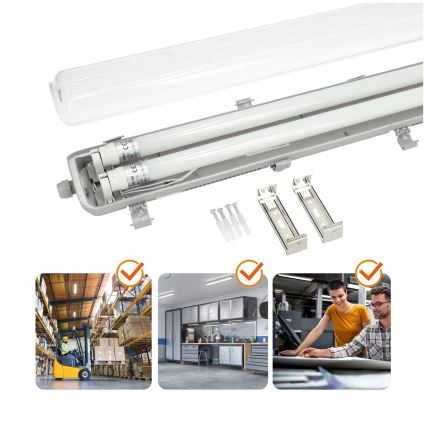 Brilagi - oprawa świetlówkowa LED OPTIMA T8, techniczna, pyłoszczelna, 2xG13/18W/230V, 4000K, IP65, 128 cm