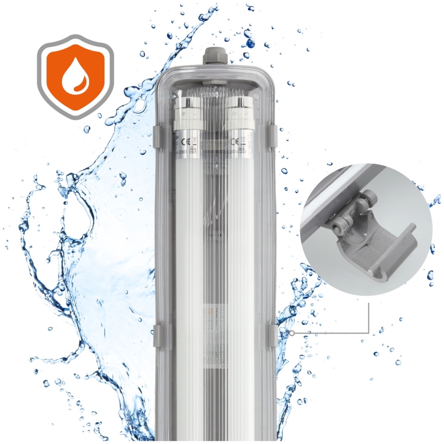 Brilagi - oprawa świetlówkowa LED OPTIMA T8, techniczna, pyłoszczelna, 2xG13/18W/230V, 4000K, IP65, 128 cm