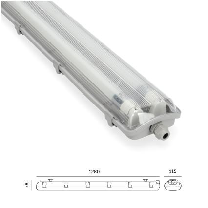 Brilagi - oprawa świetlówkowa LED OPTIMA T8, techniczna, pyłoszczelna, 2xG13/18W/230V, 4000K, IP65, 128 cm