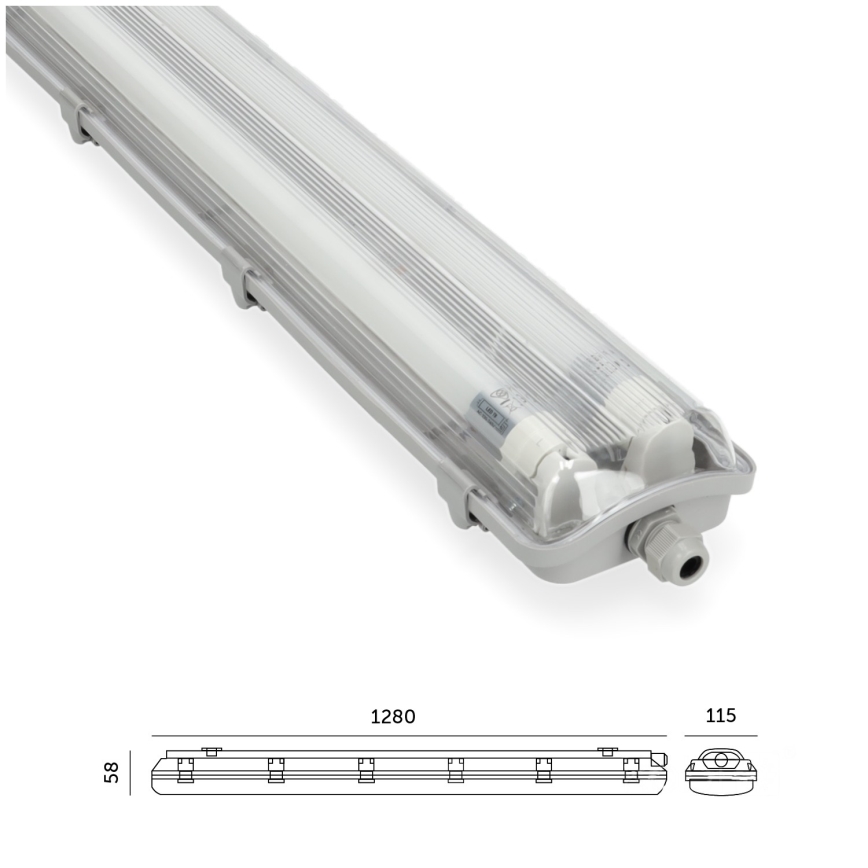 Brilagi - oprawa świetlówkowa LED OPTIMA T8, techniczna, pyłoszczelna, 2xG13/18W/230V, 4000K, IP65, 128 cm