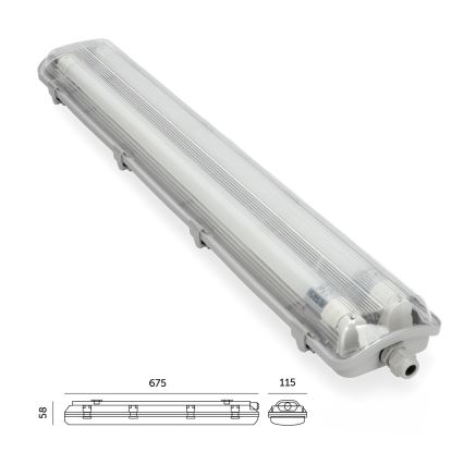 BRILAGI - Techniczna, pyłoszczelna oprawa świetlówkowa LED OPTIMA T8 2xG13/9W/230V 4000K IP65 67,5 cm