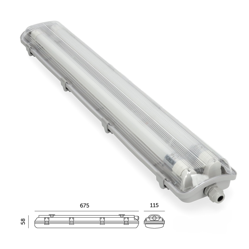 BRILAGI - Techniczna, pyłoszczelna oprawa świetlówkowa LED OPTIMA T8 2xG13/9W/230V 4000K IP65 67,5 cm