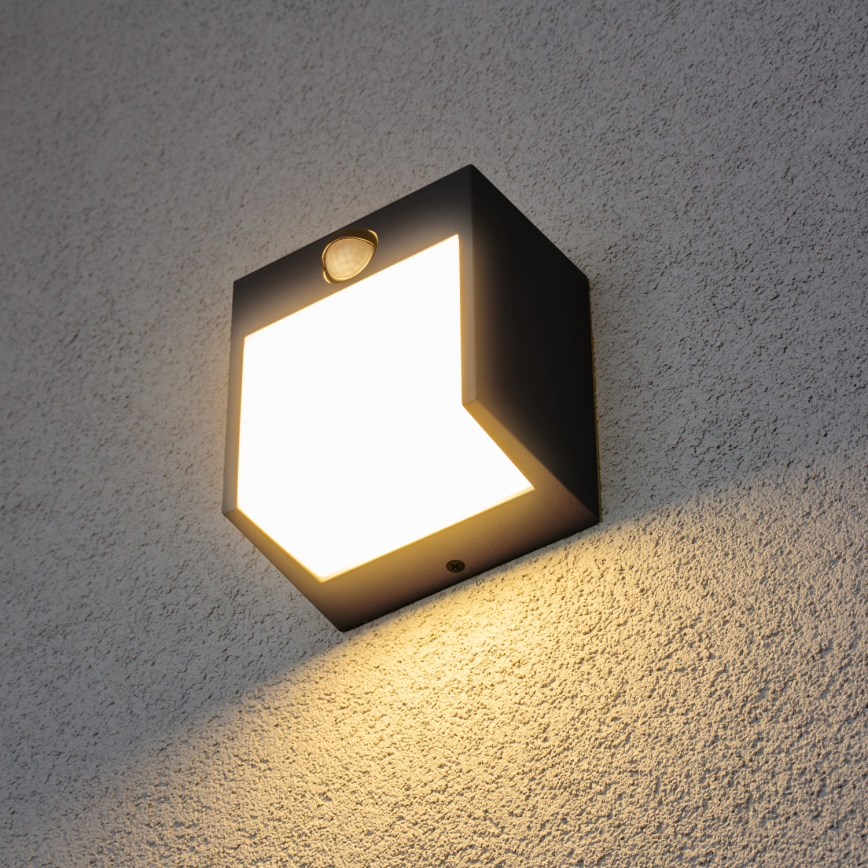 Brilagi - LED zewnętrzna lampa ścienna z czujnikiem TERNI LED/12W/230V czarna IP44