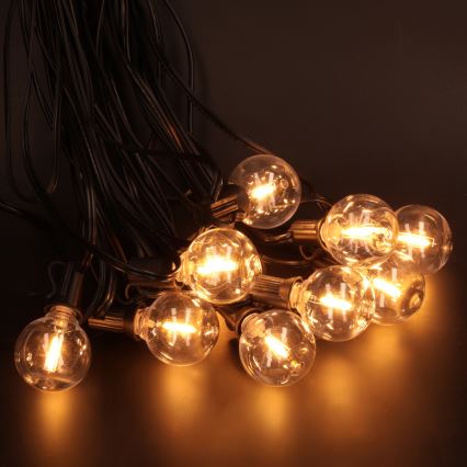 Brilagi - LED zewnętrzny łańcuch dekoracyjny GIRLANDA 10xE12/0,6W/230V 8m czarny IP44 ciepłe białe światło