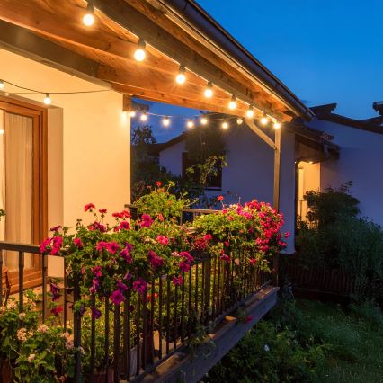 Brilagi - LED zewnętrzny łańcuch dekoracyjny GIRLANDA 10xE12/0,6W/230V 8m czarny IP44 ciepłe białe światło