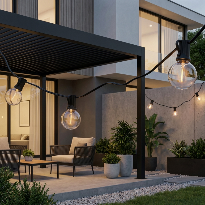 Brilagi - LED zewnętrzny łańcuch dekoracyjny GIRLANDA 10xE12/0,6W/230V 8m czarny IP44 ciepłe białe światło