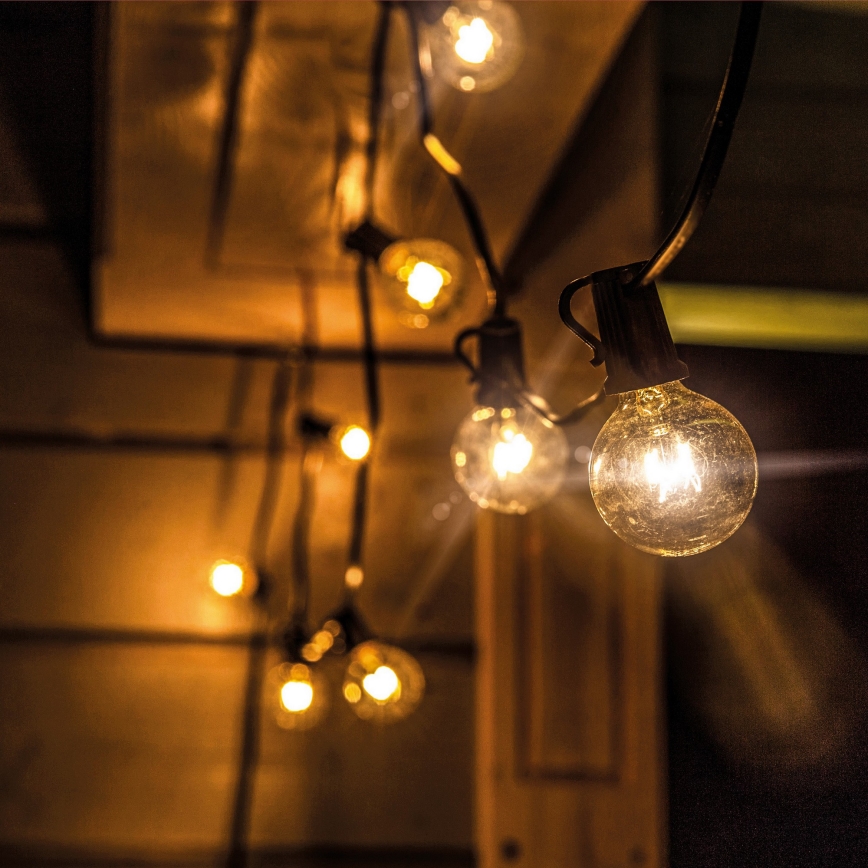 Brilagi - LED zewnętrzny łańcuch dekoracyjny GIRLANDA 10xE12/0,6W/230V 8m czarny IP44 ciepłe białe światło