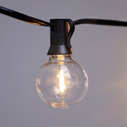Brilagi - LED zewnętrzny łańcuch dekoracyjny GIRLANDA 10xE12/0,6W/230V 8m czarny IP44 ciepłe białe światło