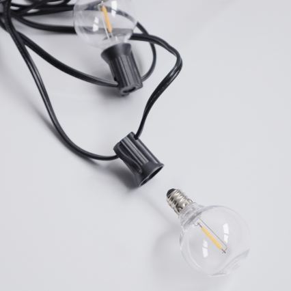Brilagi - LED zewnętrzny łańcuch dekoracyjny GIRLANDA 10xE12/0,6W/230V 8m czarny IP44 ciepłe białe światło