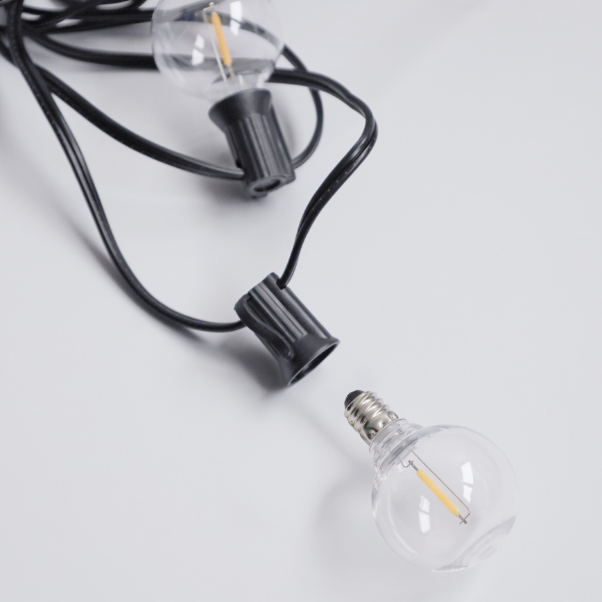 Brilagi - LED zewnętrzny łańcuch dekoracyjny GIRLANDA 10xE12/0,6W/230V 8m czarny IP44 ciepłe białe światło