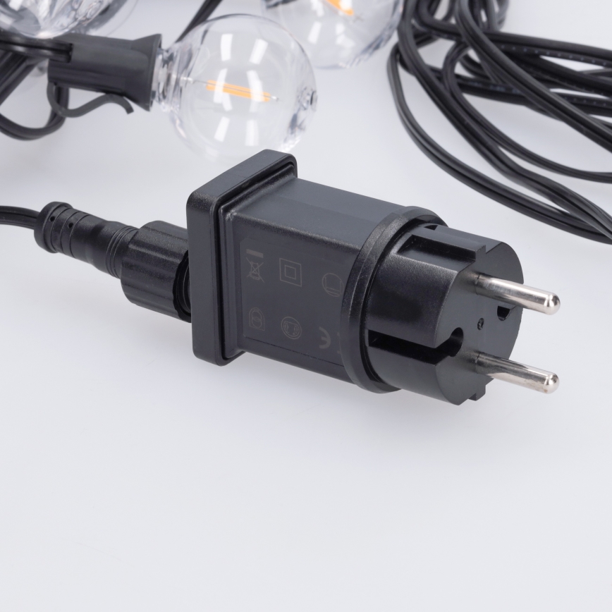 Brilagi - LED zewnętrzny łańcuch dekoracyjny GIRLANDA 10xE12/0,6W/230V 8m czarny IP44 ciepłe białe światło