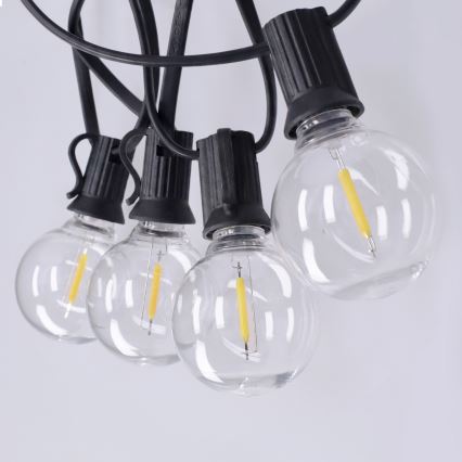 Brilagi - LED zewnętrzny łańcuch dekoracyjny GIRLANDA 10xE12/0,6W/230V 8m czarny IP44 ciepłe białe światło