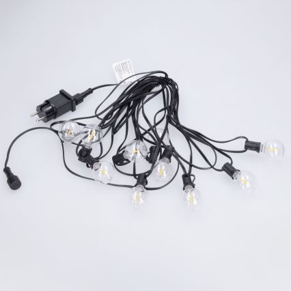 Brilagi - LED zewnętrzny łańcuch dekoracyjny GIRLANDA 10xE12/0,6W/230V 8m czarny IP44 ciepłe białe światło
