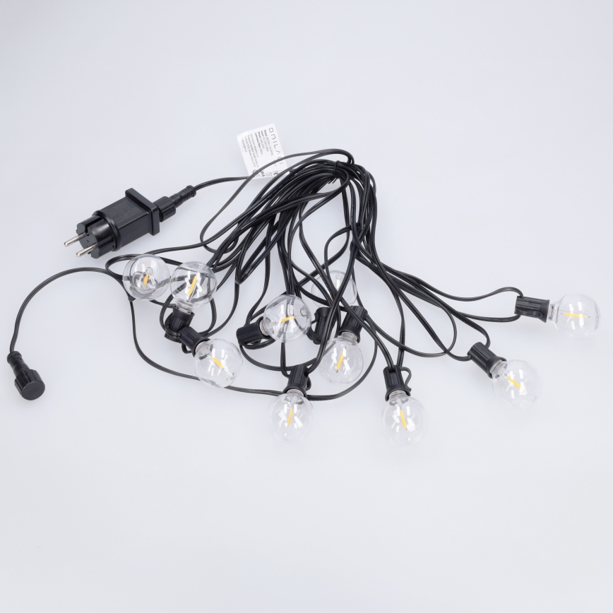 Brilagi - LED zewnętrzny łańcuch dekoracyjny GIRLANDA 10xE12/0,6W/230V 8m czarny IP44 ciepłe białe światło