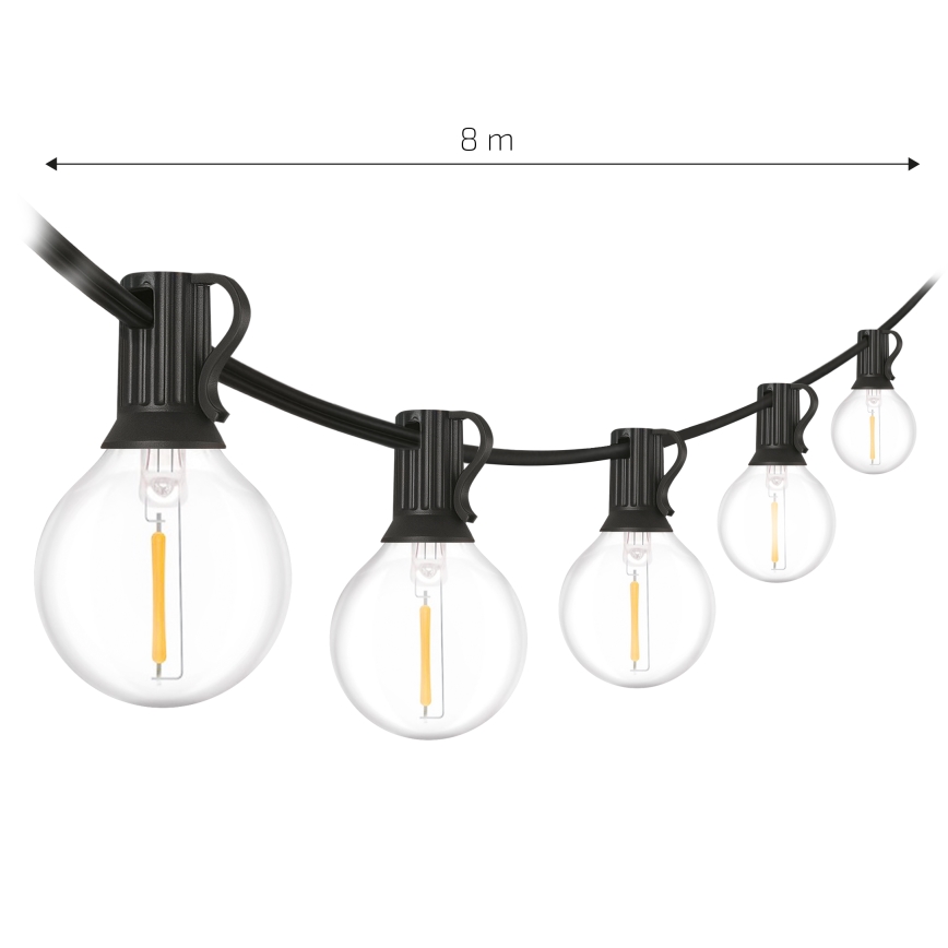 Brilagi - LED zewnętrzny łańcuch dekoracyjny GIRLANDA 10xE12/0,6W/230V 8m czarny IP44 ciepłe białe światło