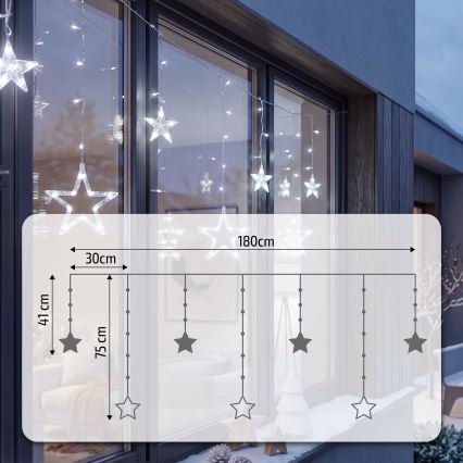 BRILAGI - LED Zewnętrzna kurtyna bożonardzeniowa 77xLED/3xAA/USB 1,8m IP44 zimna biel