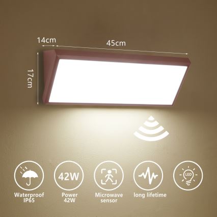 Brilagi - LED zewnętrzny kinkiet ścienny z czujnikiem TRIANGLE LED/42W/230V 45 cm brązowy IP65