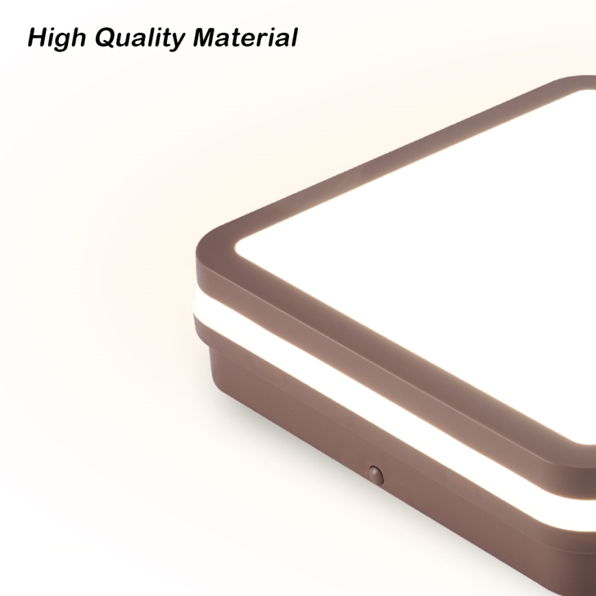 Brilagi - LED zewnętrzna oprawa sufitowa BENE LED/24W/230V 26x26 cm brązowa IP54