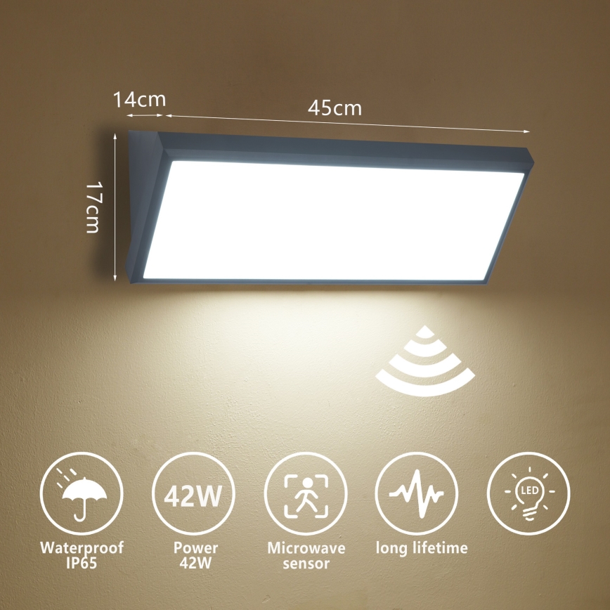 Brilagi - LED zewnętrzny kinkiet z czujnikiem TRIANGLE LED/42W/230V antracyt IP65