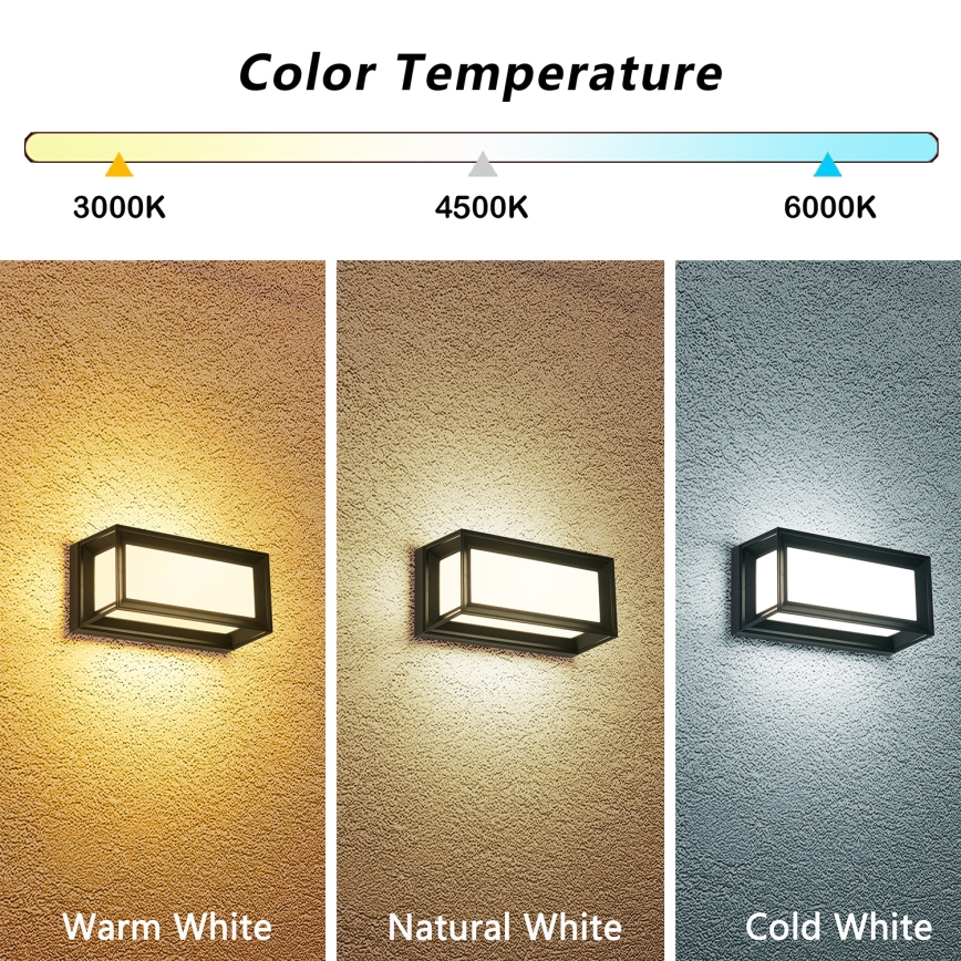 BRILAGI - LED zewnętrzna oprawa ścienna PARKER LED/12W/230V 3000/4500/6000K czarna IP44