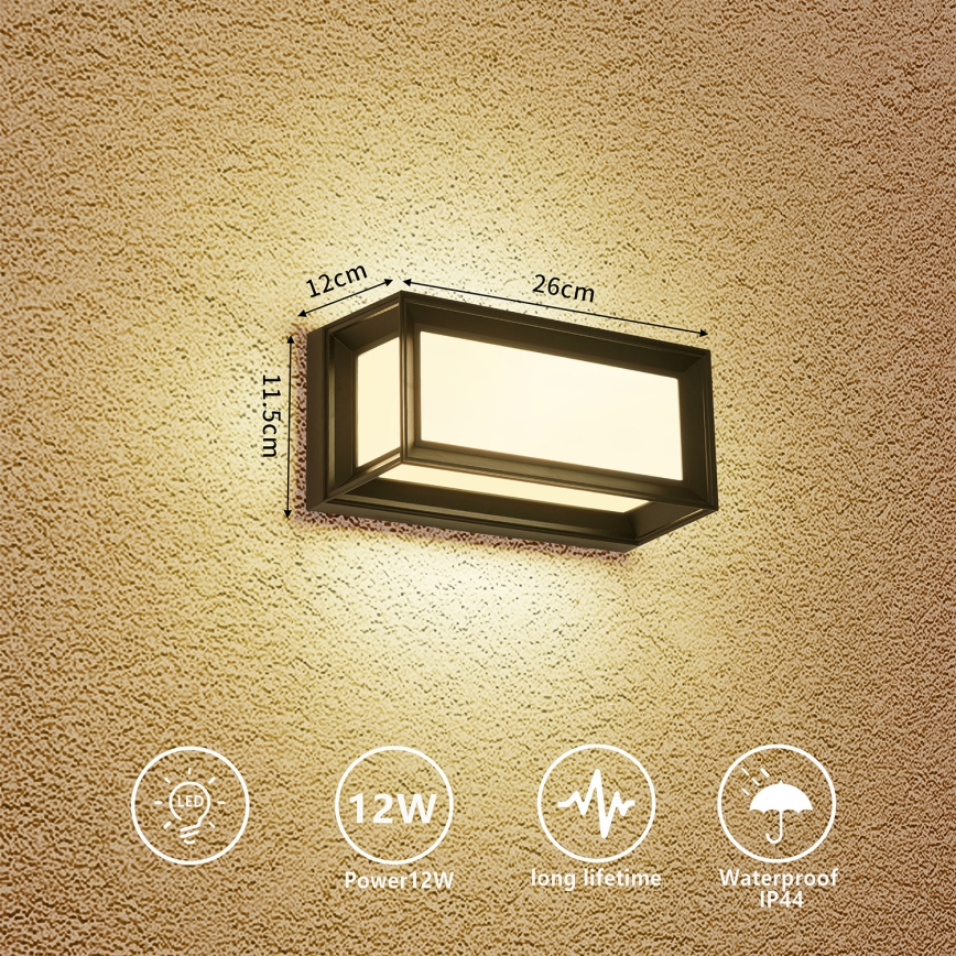 BRILAGI - LED zewnętrzna oprawa ścienna PARKER LED/12W/230V 3000/4500/6000K czarna IP44