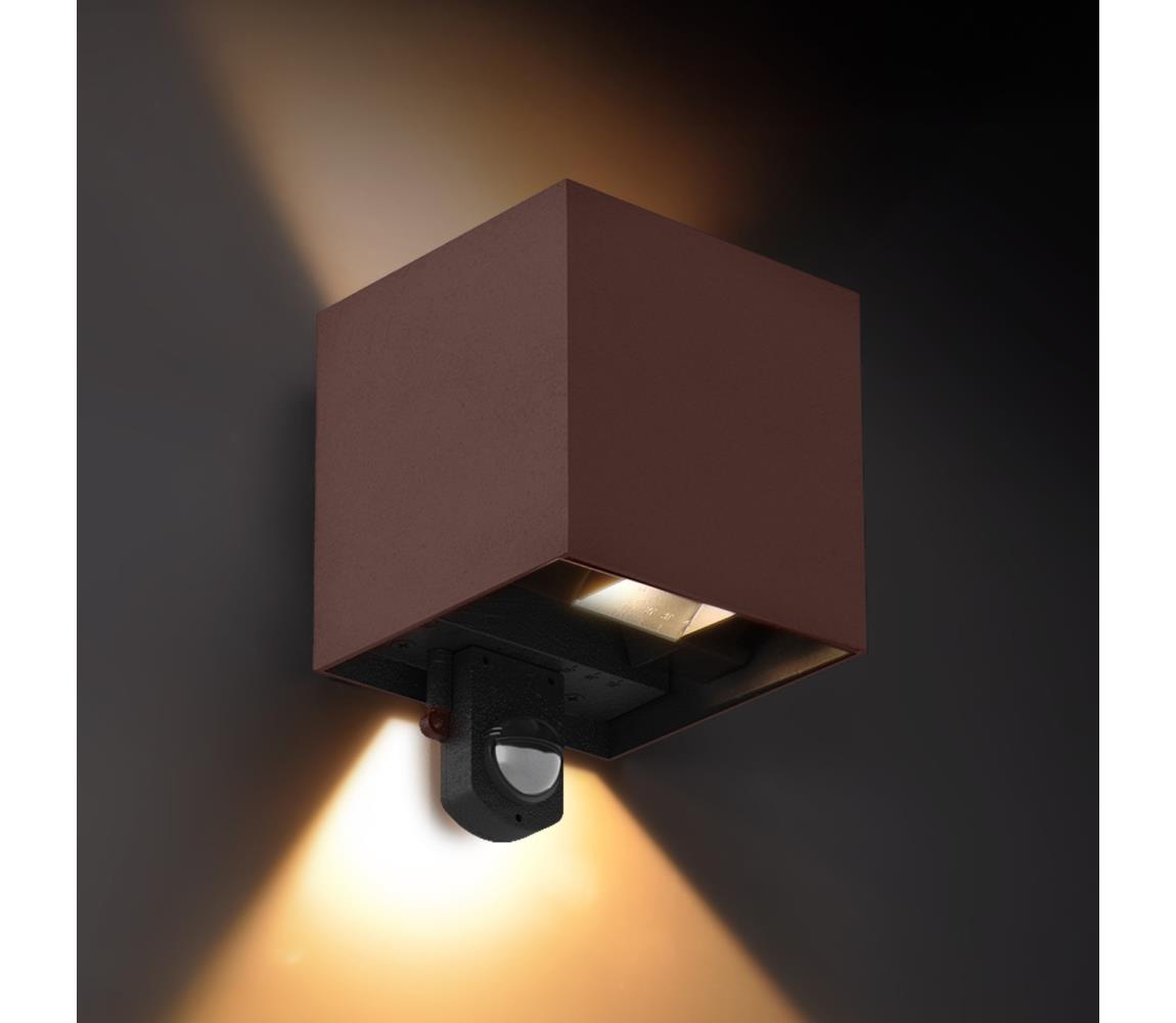 Brilagi - LED zewnętrzna oprawa ścienna z czujnikiem CUBE LED/6W/230V brązowa IP65