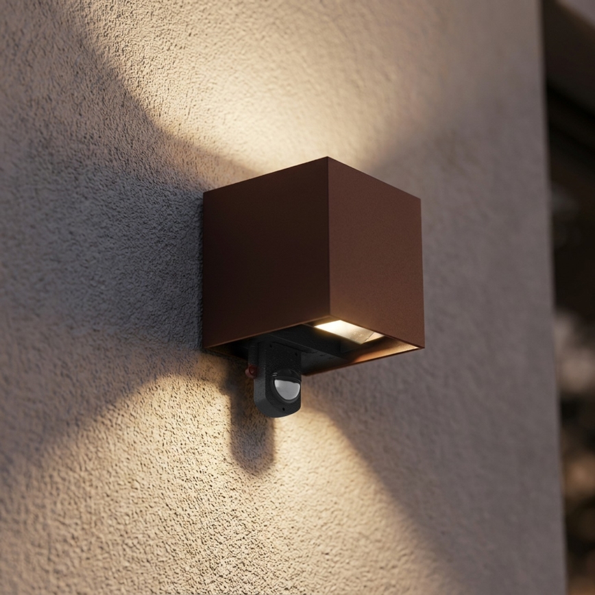 Brilagi - LED zewnętrzna oprawa ścienna z czujnikiem CUBE LED/6W/230V brązowa IP65