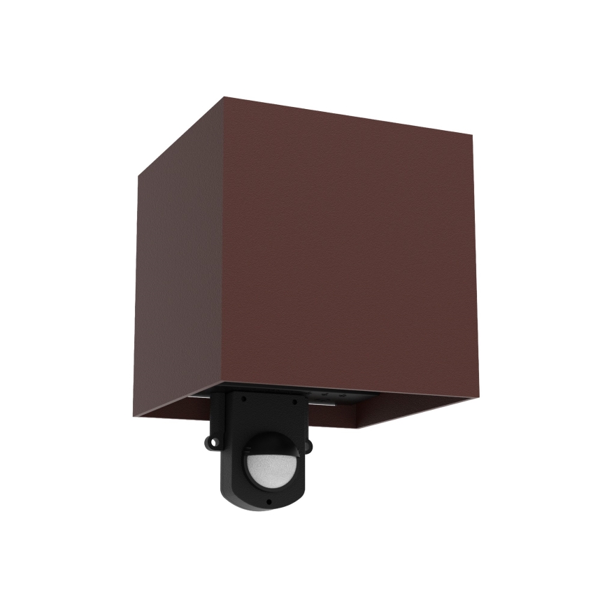 Brilagi - LED zewnętrzna oprawa ścienna z czujnikiem CUBE LED/6W/230V brązowa IP65