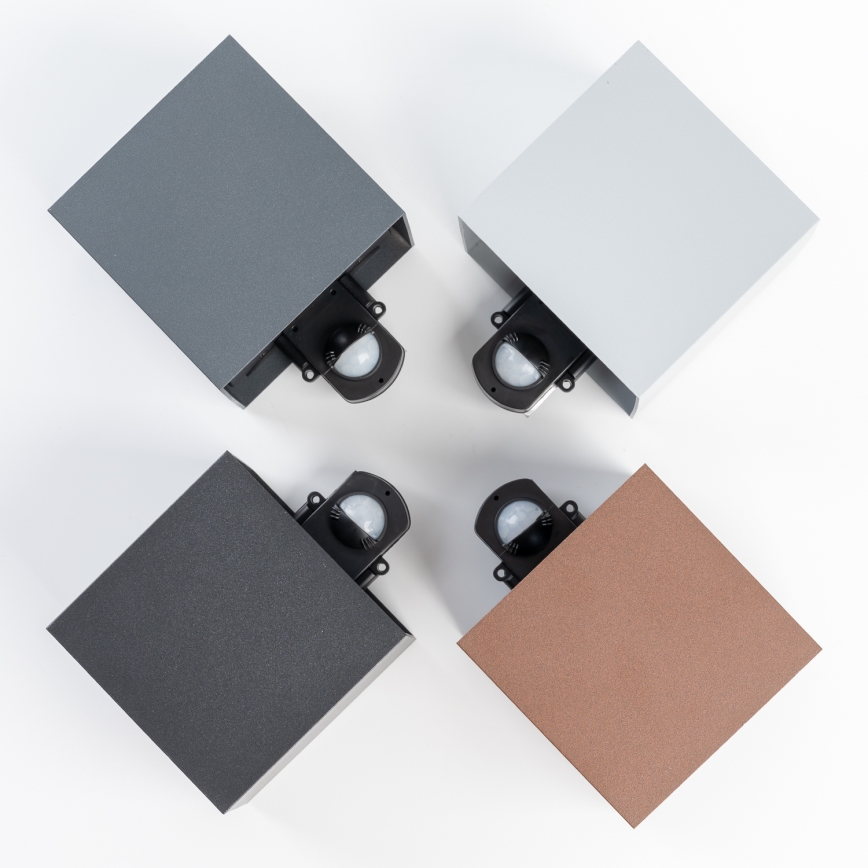 BRILAGI - LED zewnętrzna oprawa ścienna z czujnikiem CUBE LED/6W/230V brązowa IP65