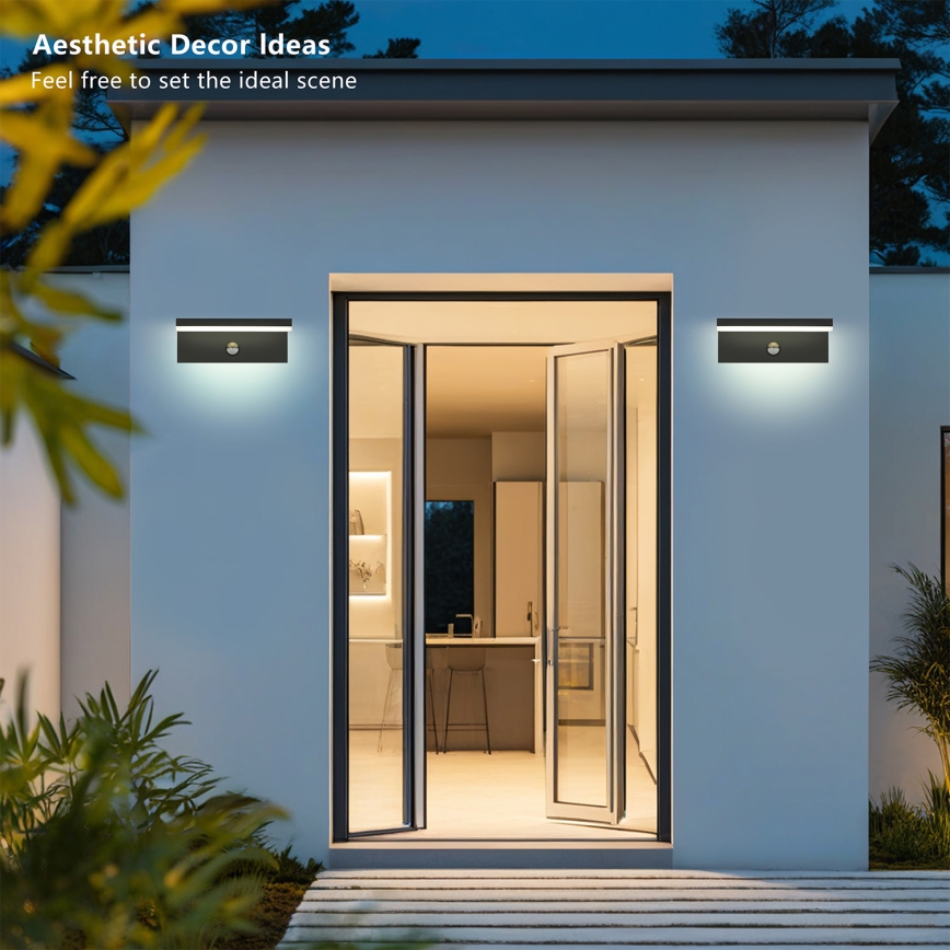 Brilagi - Zewnętrzny kinkiet LED z czujnikiem TESSI LED/10W/230V, czarny, IP54