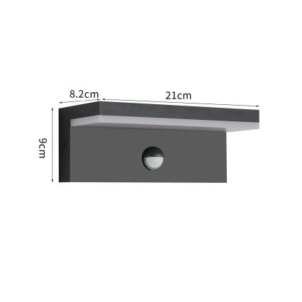 Brilagi - Zewnętrzny kinkiet LED z czujnikiem TESSI LED/10W/230V, czarny, IP54