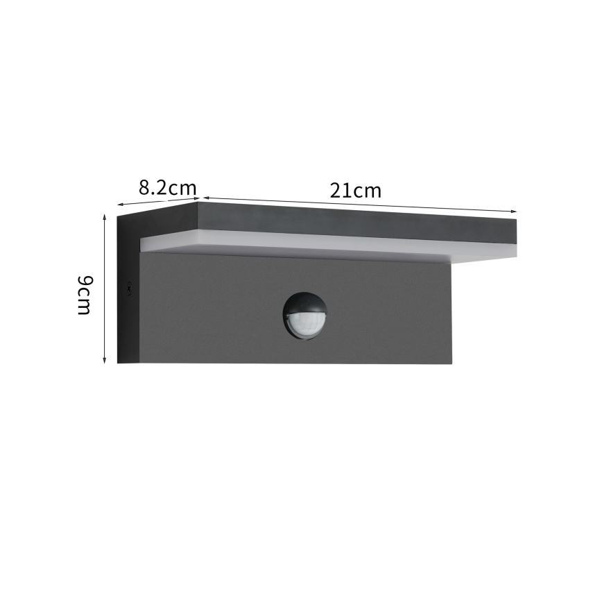 Brilagi - Zewnętrzny kinkiet LED z czujnikiem TESSI LED/10W/230V, czarny, IP54