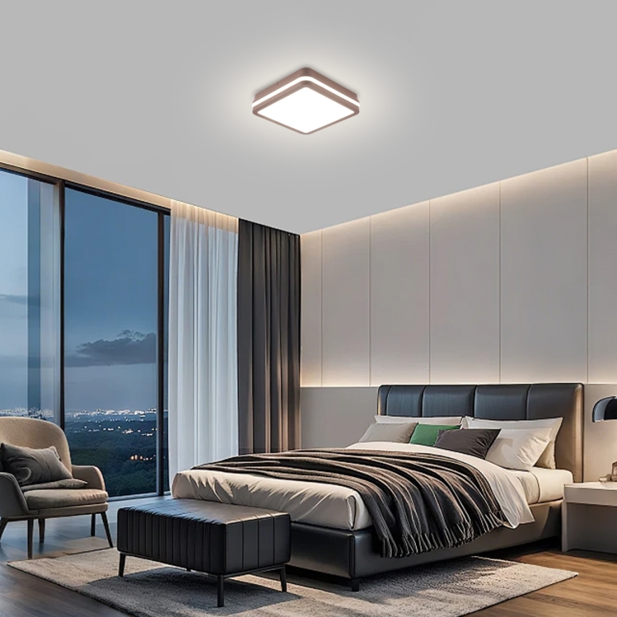 Brilagi - LED zewnętrzna lampa sufitowa BENE LED/18W/230V 21,5x21,5 cm brązowa IP54