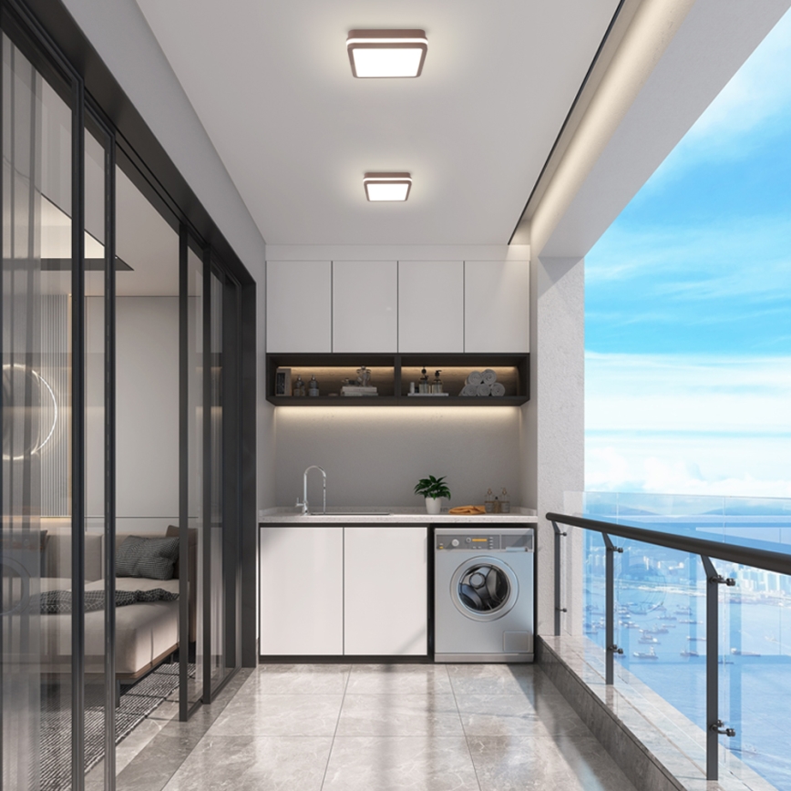 Brilagi - LED zewnętrzna lampa sufitowa BENE LED/18W/230V 21,5x21,5 cm brązowa IP54