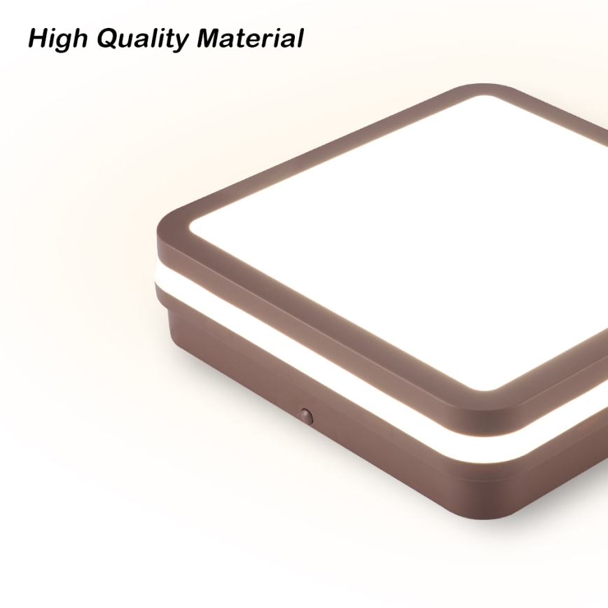 Brilagi - LED zewnętrzna lampa sufitowa BENE LED/18W/230V 21,5x21,5 cm brązowa IP54