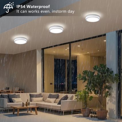 Brilagi - LED zewnętrzna oprawa sufitowa BENE LED/24W/230V śr. 26 cm biała IP54