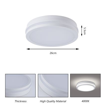 Brilagi - LED zewnętrzna oprawa sufitowa BENE LED/24W/230V śr. 26 cm biała IP54