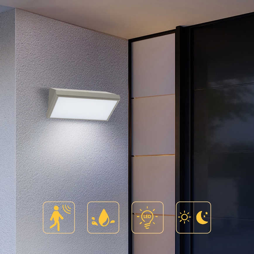 Brilagi - LED Kinkiet zewnętrzny z czujnikiem TRIANGLE LED/20W/230V szary IP65