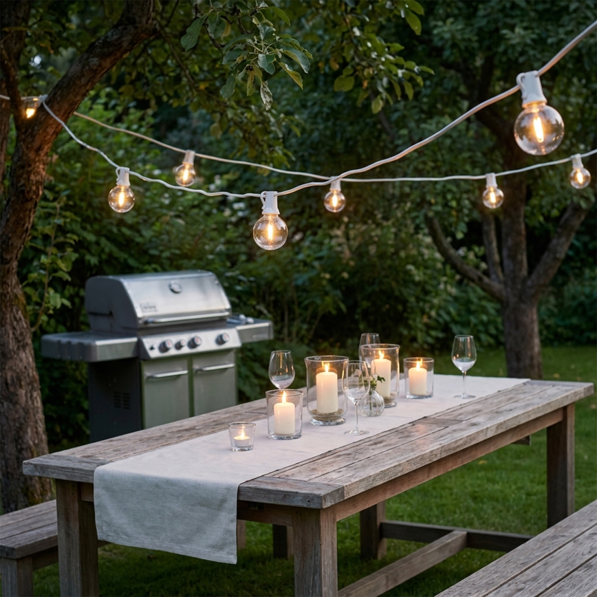Brilagi - LED zewnętrzna girlanda dekoracyjna GIRLANDA 25xE12/0,8W/230V 20m biała IP44 ciepła biała