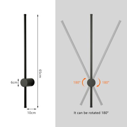 Brilagi - LED zewnętrzna lampa ścienna AURA LED/12W/230V 3000K IP54 65 cm czarna