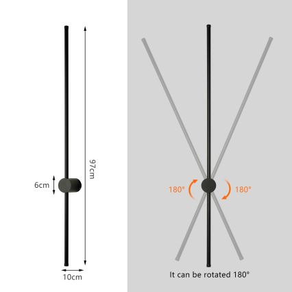 Brilagi - zewnętrzny kinkiet AURA LED/20W/230V 4000K IP54 97 cm czarny